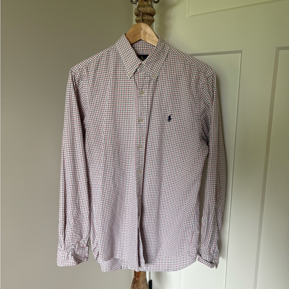 Ralph Lauren White and Red Casual Button-Down Shirt, M